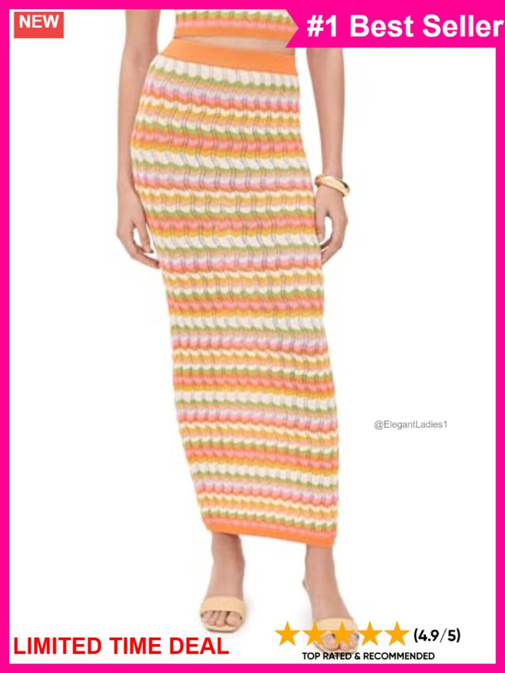 Ronny Kobo Knit Maxi Skirt High Rise Stretch Viscose Nylon Spring Summer